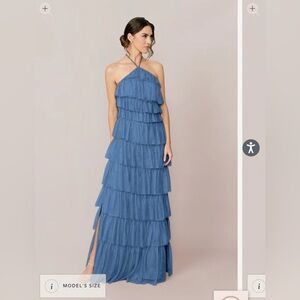 Revelry Carrie Tulle Maxi Dress – Dusty Blue – Size 10